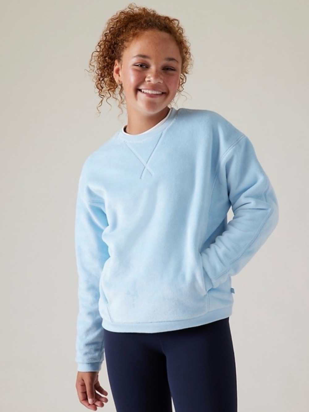 Athleta Girl Feelin ' Great 2.0 Sweatshirt | Mist Blue | L/12